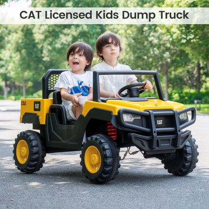24V Ride On Dump Truck Licensed Caterpillar 2-Seater Kids Car with Remote Control