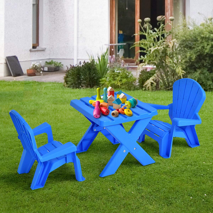 Costzon Kids Plastic Table and 2 Chairs Set, Adirondack Chair for Indoor & Outdoor Garden