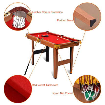 Costzon 4-Foot Billiard Table Mdf + Pvc + RedVelvet Billiards
