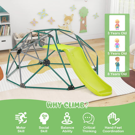 Costzon Climbing Dome, 2 in 1 Outdoor Jungle Gym Monkey Bar Climbing Toys, 8FT Geometric Dome Climber Playground Set