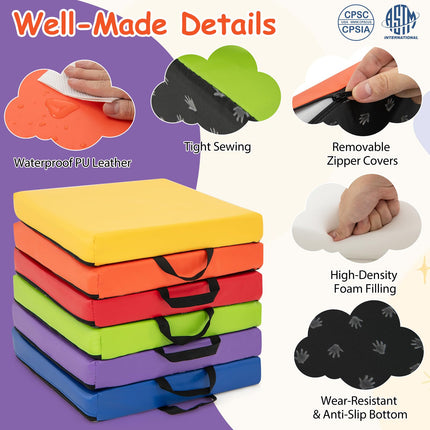 Costzon 6-Piece 16 inch Kids Floor Cushion 2.5" Thick Waterproof