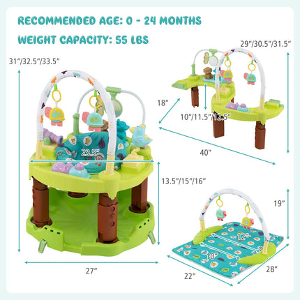Costzon Baby Activity Center, 3 in 1 Saucer Bouncer & Infant Play Mat & Activity Table