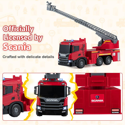 Costzon Licensed Scania Large Fire Truck Toy with 360° Extendable Ladder(Fire Truck)