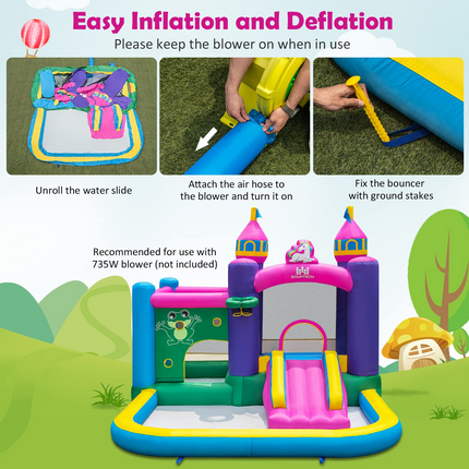 BOUNTECH Inflatable Bounce House, 6-in-1 Giant Indoor Outdoor Party Bouncy Castle for Kids Family Fun w/Large Ball Pit