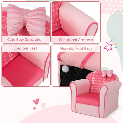 Costzon Kids Sofa, Toddler Upholstered Armchair with Solid Wooden Frame (Single Seat)