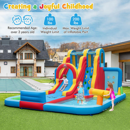 BOUNTECH Inflatable Water Slide, 14 x13FT Kids Mega Waterslide Park w/Super Long Slide for Racing Fun