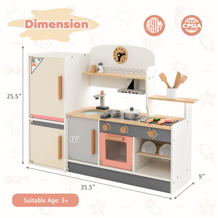 Costzon Kids Kitchen Playset Pretend Play Kitchen with Refrigerator