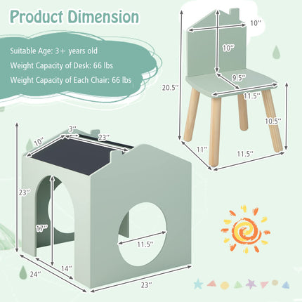 Costzon Kids Table and Chair Set 3 Pieces Wooden Table Set for Toddler