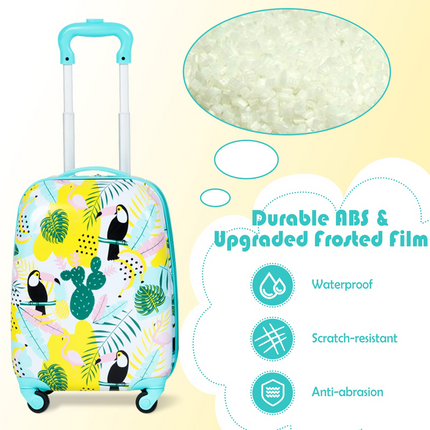 BABY JOY 2 PC Kids Luggage, 16" Toddlers Carry-on Suitcase & 12" Backpack Set