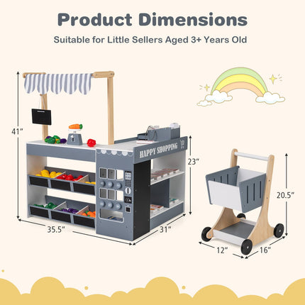 Costzon Kids Grocery Store Playset Wooden Play Store