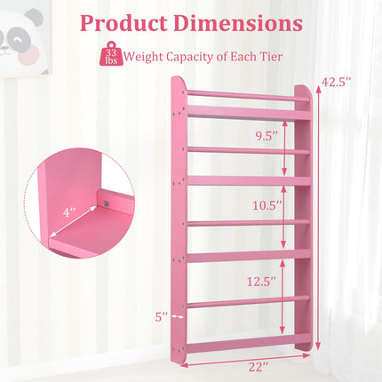 Costzon 4-Tier Wall Mounted Book Shelf for Toys & Books