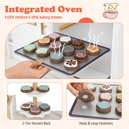 Costzon Kids Kitchen Playset Toddler Wooden Pretend Playset