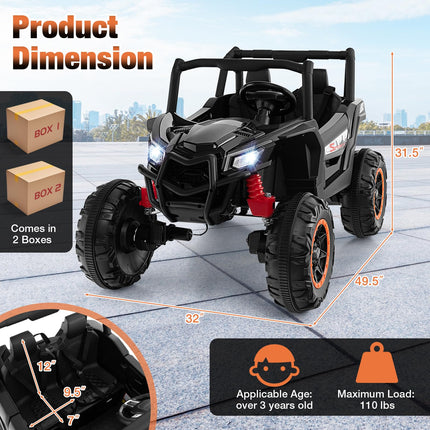 Costzon 24V Kids UTV, 4WD/2WD Battery Powered Electric Car w/ 4 x 100W Powerful Engine, Remote Control