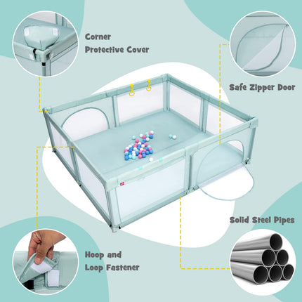 Costzon Baby Playpen, Extra Large Playpen for Toddlers Baby, 81" x 73" x 27"