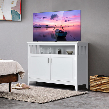 Free Standing Storage Chest with 2 Level Cabinets and Open Shelf - Costzon