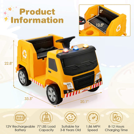 Costzon Ride on Car, 12V Battery Powered Recycling Garbage Truck w/Remote Control