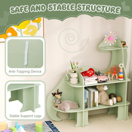Costzon Dinosaur Kids Bookshelf, 3-Tier Wooden Children's Bookcase