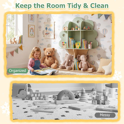 Costzon 45" Kids Green Apple Tree Bookshelf | Montessori Bookshelf Toy Storage Organizer