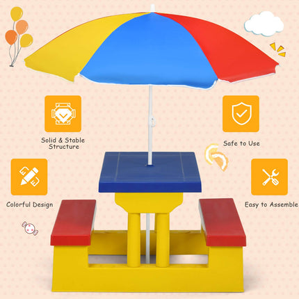 Costzon Kids Outdoor Table and Chair Sets with Removable Umbrella