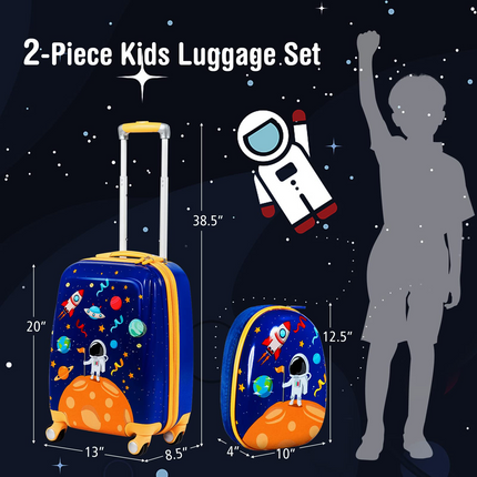 BABY JOY 2 PC Kids Carry On Luggage Set, 12" Backpack & 18" Toddler Suitcase