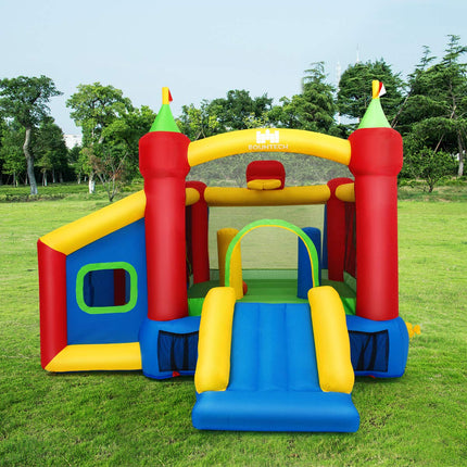 Costzon Inflatable Bounce House 7-in-1 Jump and Slide Bouncer w/ Basketball Rim