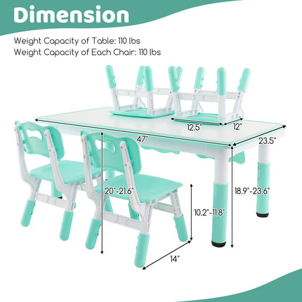 Costzon Kids Table and 4 Chair Set, Height Adjustable Toddler Desk and Chairs, Children Art Study Multi-Activity Table Set