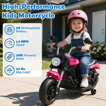 Costzon 6V Chopper Kids Motorcycle with Music Training Wheels