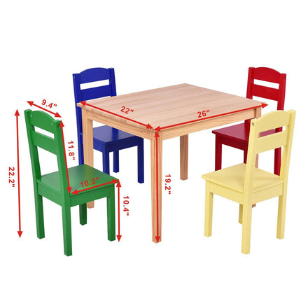 Costzon Kids Table and Chair Set 5 Piece Wood Activity Table & Chairs for Children Arts Crafts
