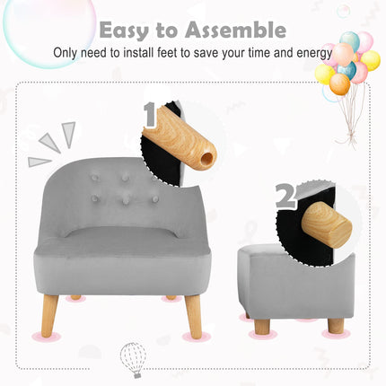 Costzon Kids Sofa with Ottoman, Toddler Chair w/Footstool