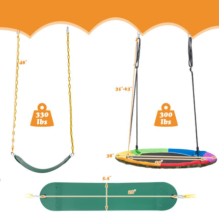 Costzon 660lbs Metal Swing Sets for Backyard, Heavy Duty Full Steel Swing Frame with 2 Swing Set
