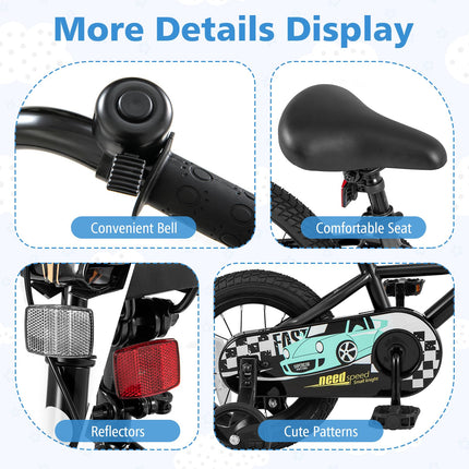 Costzon 12 14 16 18 Inches Car Pattern Sporty Bicycle with Removable Training Wheels