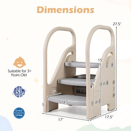 Costzon Toddler Step Stool for Bathroom Sink Adjustable 3-Step Helper Stool