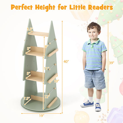 Costzon 4-Tier Kids Corner Book Shelf for Small Space 360° Display Spinning