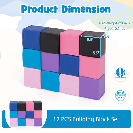 Costzon Foam Blocks, 12-Piece 5.5" x 5.5" Indoor Foam Pit Cubes for Kids Safe Active Playing
