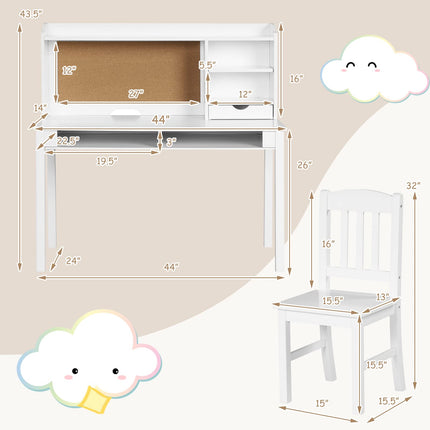 Costzon Kids Desk and Chair Set, Children Study Writing Desk w/Chair