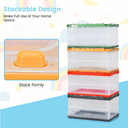 Costzon 4 Pack Toy Storage Organizers, Clear Collapsible Toy Container Bins with Lids