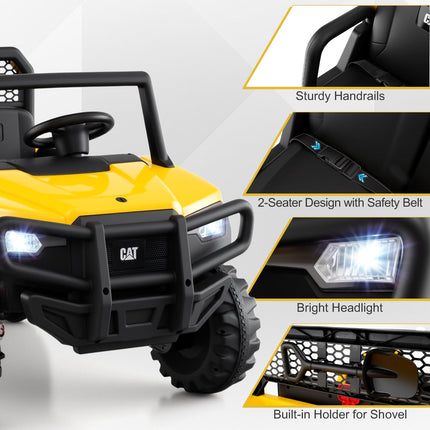 24V Ride On Dump Truck Licensed Caterpillar 2-Seater Kids Car with Remote Control