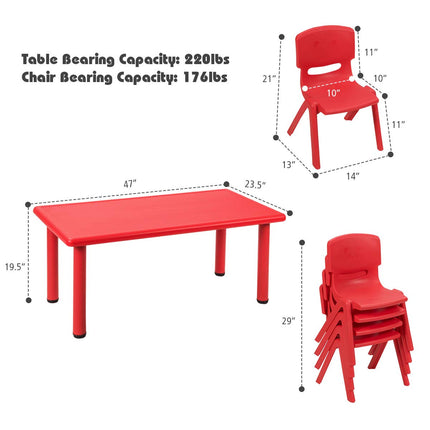Costzon Kids Table and Chair Set, 4 Pcs Stackable Chairs
