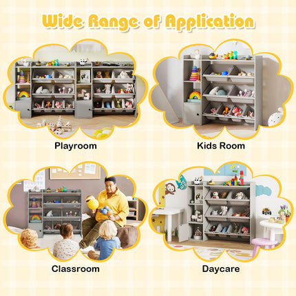 Costzon Kids Toy Storage and Bookshelf Wooden Bookcase（Large）