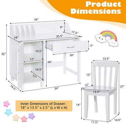 Kids Desk and Chair Set - Costzon