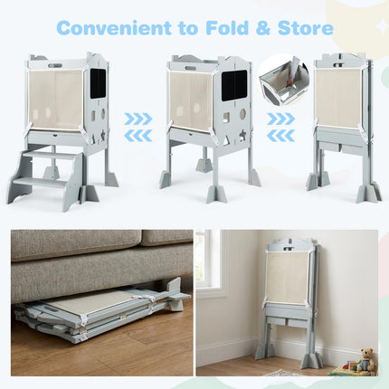 Costzon Folding Toddler Step Stool 2-Step Stool Safety Nets & Anti-Tip Feet