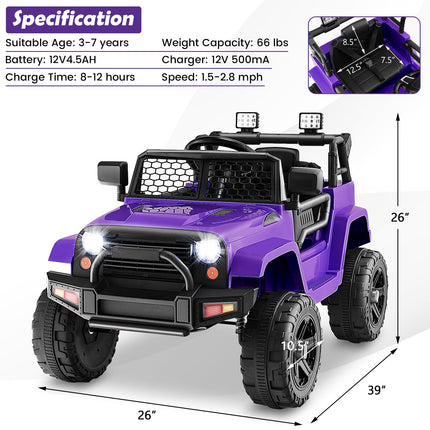Costzon Ride on Car, 12V Battery Powered Truck Vehicle with Remote Control, Electric Car for Kids
