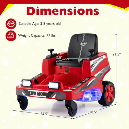 Costzon Ride on Lawn Mower for Kids | 12V Toddler Electric Car with 360° Twist and Turn