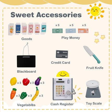 Costzon Kids Grocery Store Playset Wooden Play Store