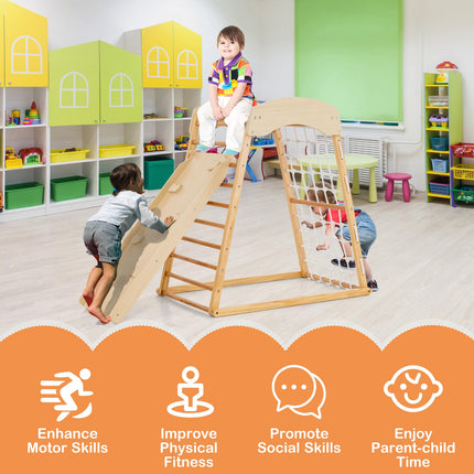 Costzon 6-in-1 Indoor Jungle Gym, Montessori Climbing Toys for Toddlers with Double-Sided Ramp