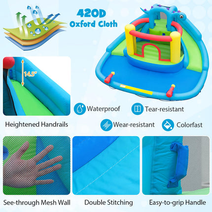 BOUNTECH Dinosaur Styling Inflatable Water Slide  Double Slides Park