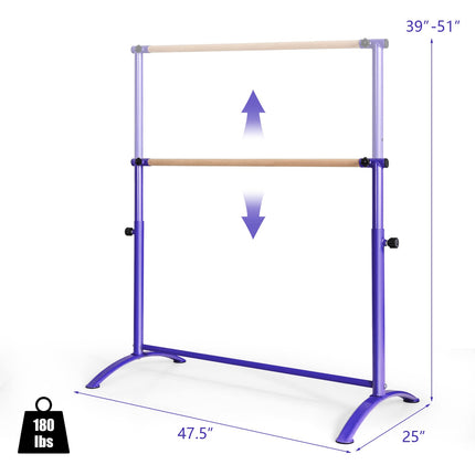 Costzon Portable Ballet Barre, 51" Freestanding Ballet Bar with Adjustable Height, Fitness Dance Bar