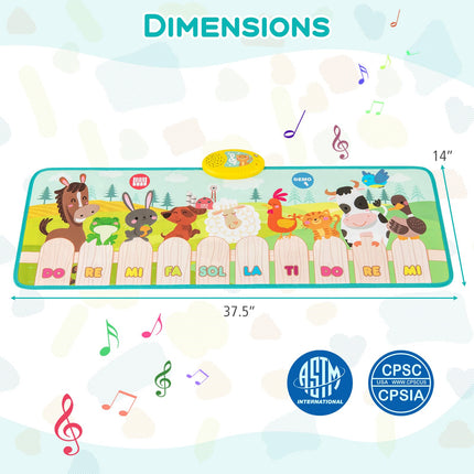 10-Key Musical Piano Mat for Toddlers Early Sensory Educational Learning Toys for 3+ Years Old