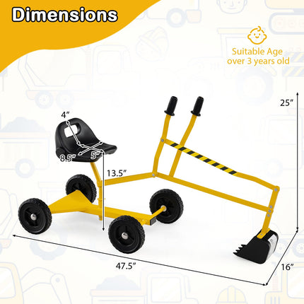 Costzon Sand Digger Outdoor Heavy Duty Metal Excavator with 360° Swivel Seat and 4 Wheels