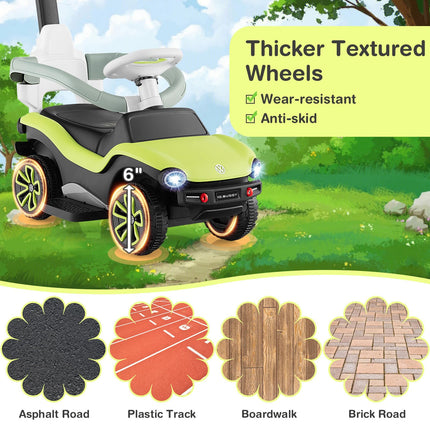 Costzon Push Car for Toddlers, 3 in 1 Volkswagen Stroller Sliding Walking Car with Canopy